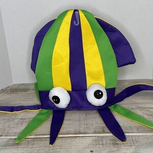 Mardi Gras Squid Hat Costume Purple Yellow Green Tentacle Plush‎